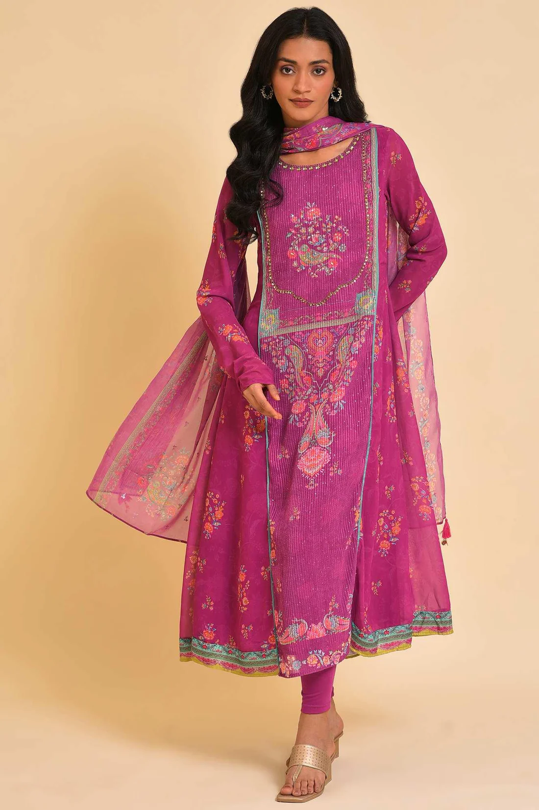 Dark Pink Sequined Anarkali Kurta